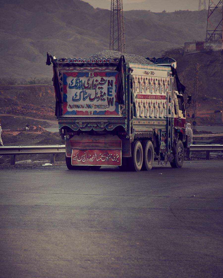 Truck art on the road in Pakistan